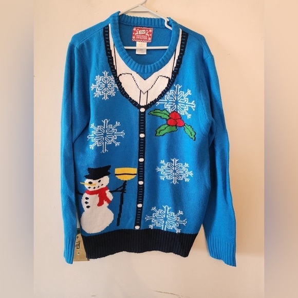 JEM Sweaters - JEM holiday Ugly Christmas Sweater Snowman Snowflake Mistle Toe mens large
